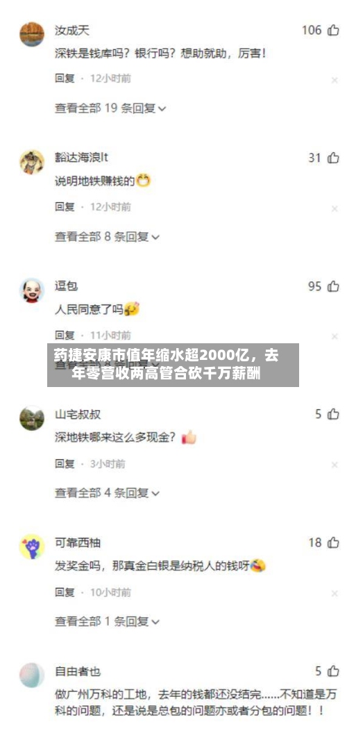 药捷安康市值年缩水超2000亿，去年零营收两高管合砍千万薪酬-第3张图片