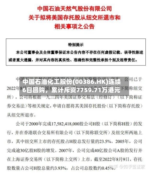 中国石油化工股份(00386.HK)连续6日回购，累计斥资7759.71万港元-第1张图片